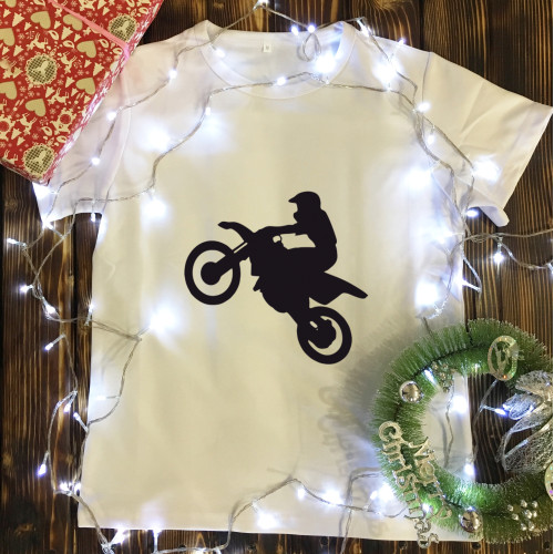 Чоловіча футболка з принтом - Мотоцикліст