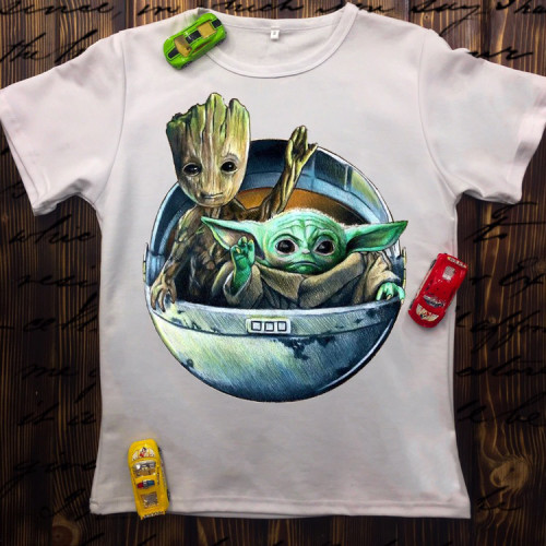 Чоловіча футболка з принтом - Groot & Yoda 2