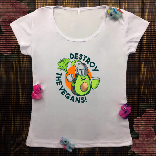 Жіноча футболка з принтом - Авокадо против Веганов