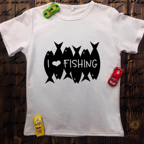 Чоловіча футболка з принтом - I love fishing