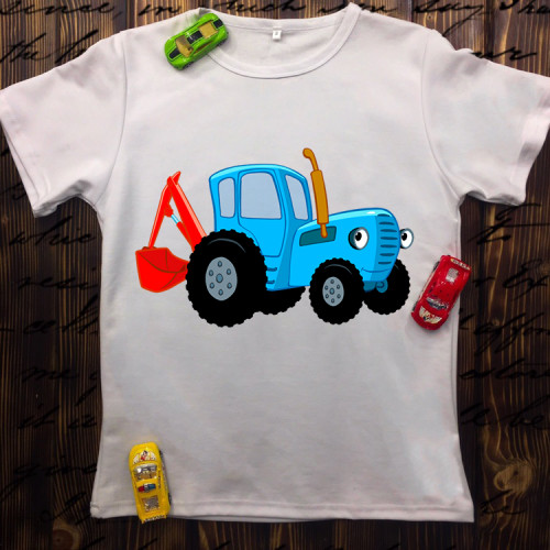 Дитяча футболка з принтом - Синій Трактор