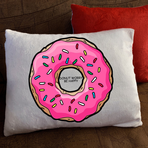 Подушка з принтом - Donut worry be happy