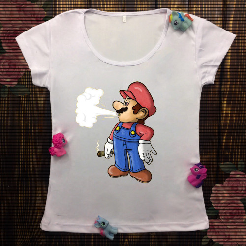 Жіноча футболка з принтом - Курящий Маріо