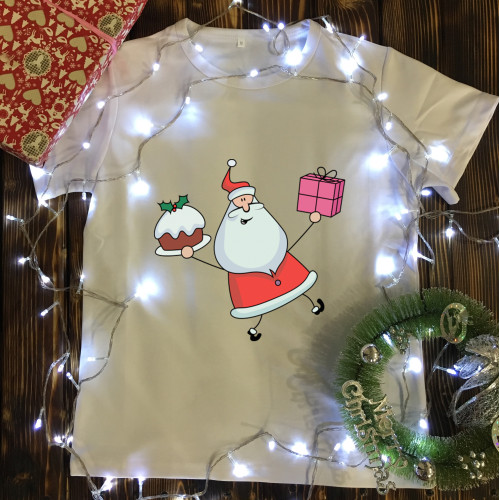 Чоловіча футболка з принтом - Дід мороз і подарунки №1