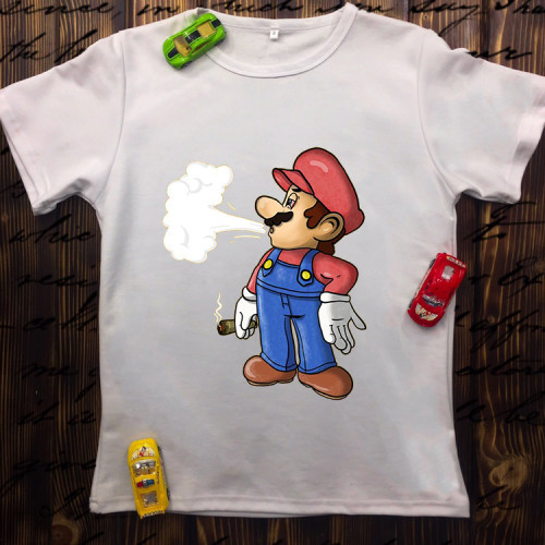 Чоловіча футболка з принтом - Курящий Маріо