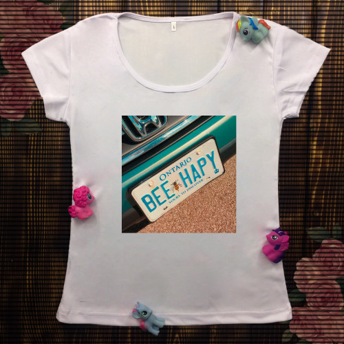 Жіноча футболка з принтом - Bee happy