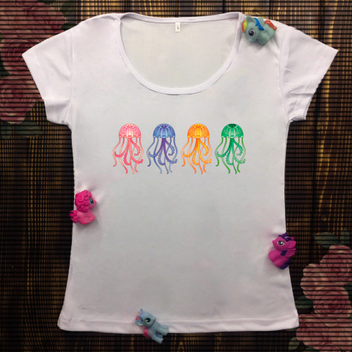 Жіноча футболка з принтом - Медузи
