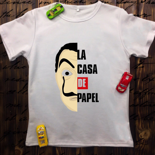 Чоловіча футболка з принтом - La casa de papel & Маска