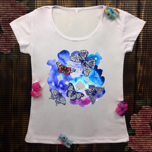 Жіноча футболка з принтом - Метелики