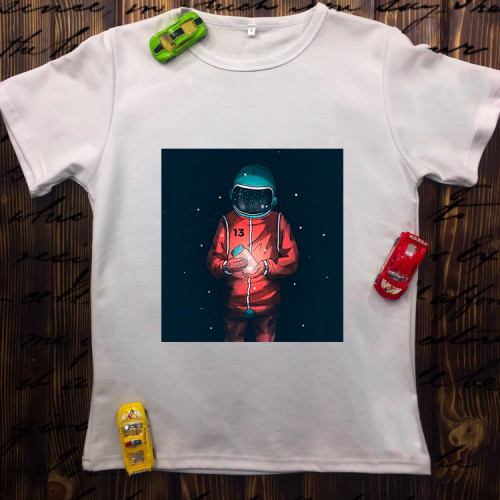 Чоловіча футболка з принтом - Космонавт з світильником