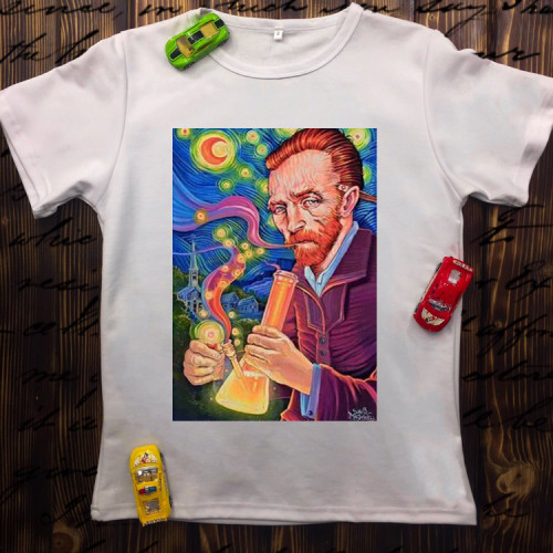 Чоловіча футболка з принтом - Ван Гог і Бонг