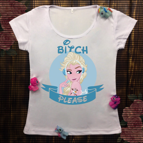 Жіноча футболка з принтом - Эльза bitch