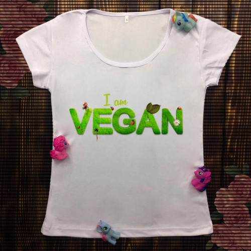 Жіноча футболка з принтом - I am vegan