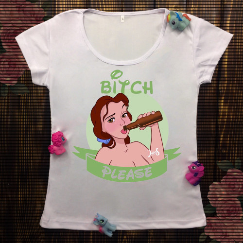 Жіноча футболка з принтом - Белль bitch (2)