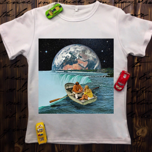 Чоловіча футболка з принтом - Водоспад в Космосі