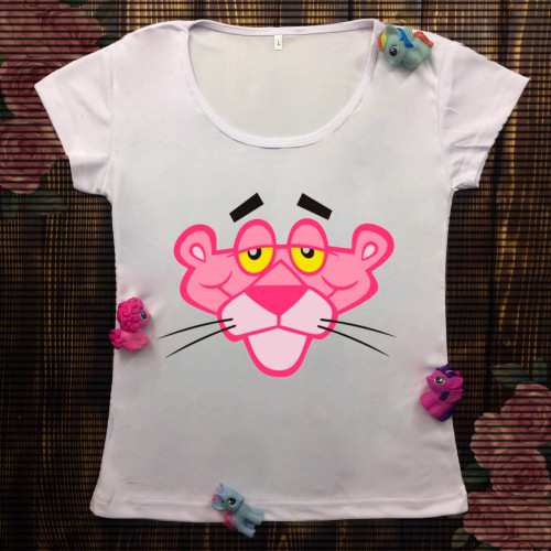 Жіноча футболка з принтом - Голова Рожевої пантери