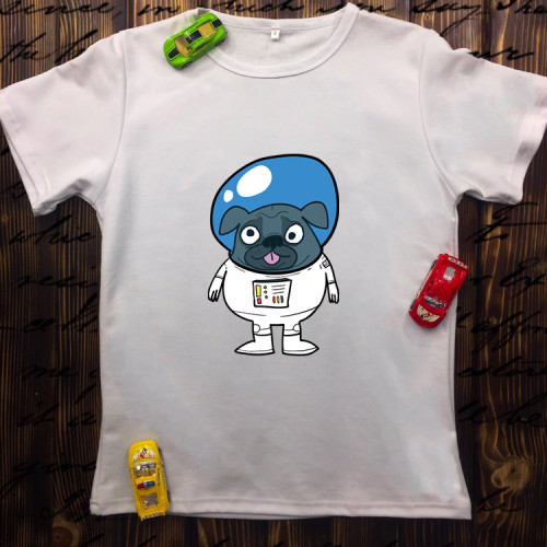Чоловіча футболка з принтом - Мопс-космонавт