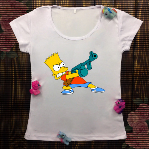 Жіноча футболка з принтом - Барт зі зброєю