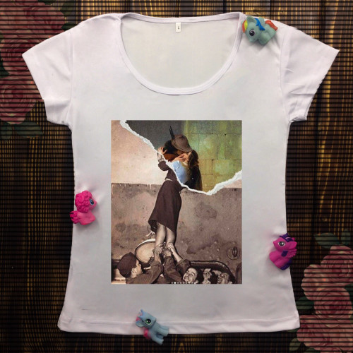 Жіноча футболка з принтом - Колаж поцілунок