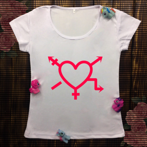 Жіноча футболка з принтом - Серце феміністки 