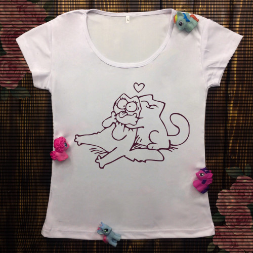 Жіноча футболка з принтом - Кіт Саймон. Любов