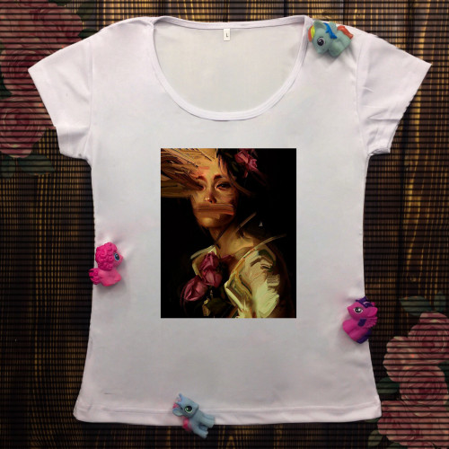 Жіноча футболка з принтом - Намальована леді