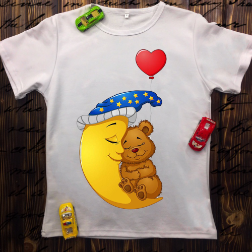 Дитяча футболка з принтом - Місяць з Ведмедиком