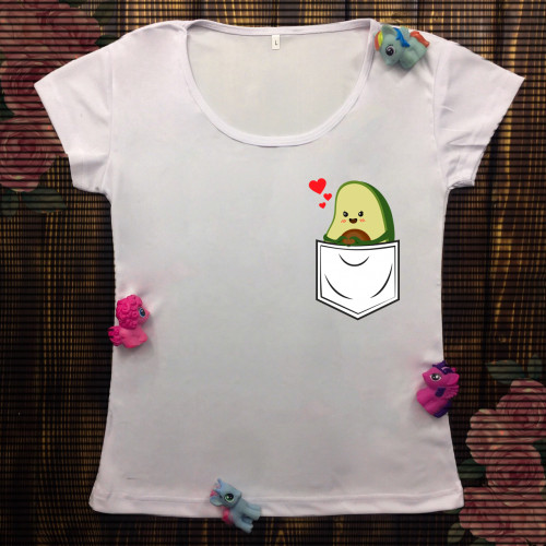 Жіноча футболка з принтом - Карман з авокадо