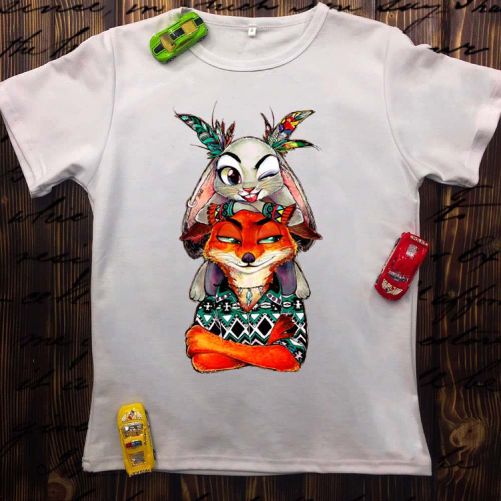 Дитяча футболка з принтом - Звірополіс Лис та Зайчиха