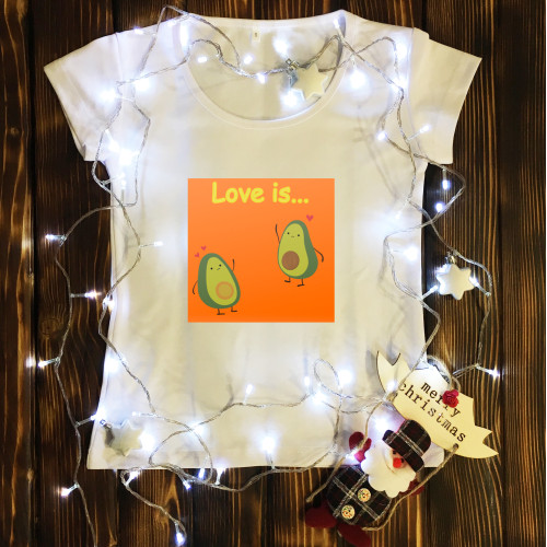 Жіноча футболка з принтом - Пара Авокадо Love is… 
