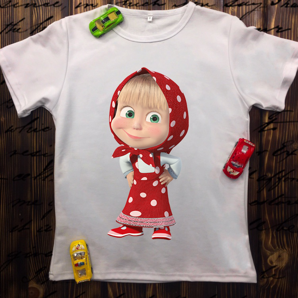 Дитяча футболка з принтом - Маша в червоній сукні
