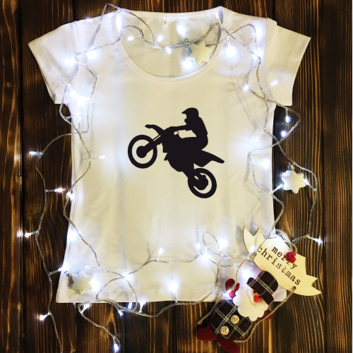 Жіноча футболка з принтом - Мотоцикліст