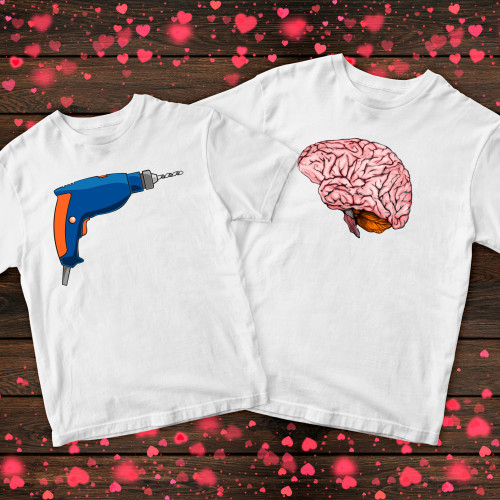 Парні футболки з принтом - Свердлю мозок