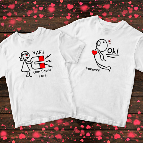 Парні футболки з принтом - Намагнічине кохання