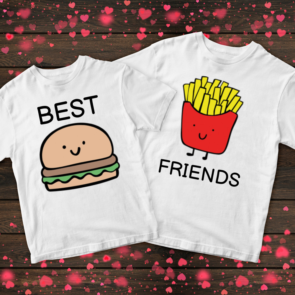 Парні футболки з принтом - Best Friends. Бургер та Фрі