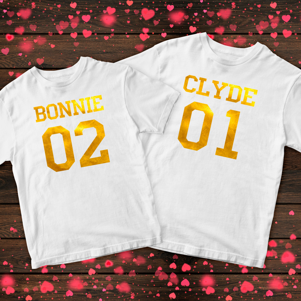 Парні футболки з принтом - Clyde 01/Bonnie 02