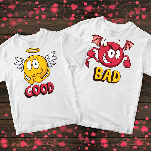 Парні футболки з принтом - Bad / Good
