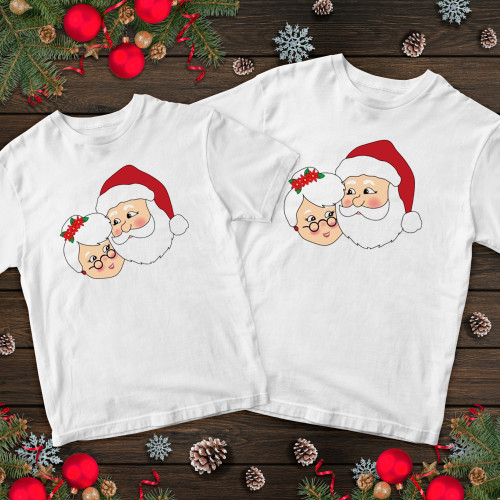 Парні футболки з принтом - Дід і Бабуся мороз