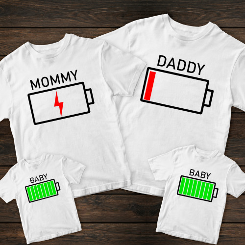 Сімейні футболки з принтом - Акумулятор сім'ї