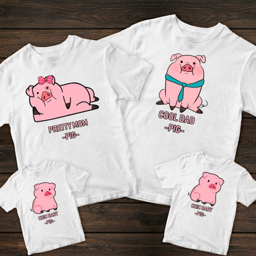 Сімейні футболки з принтом - Сімейство PIG