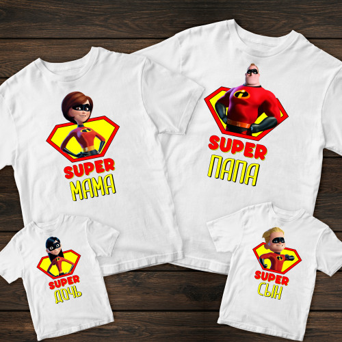 Сімейні футболки з принтом - Super family