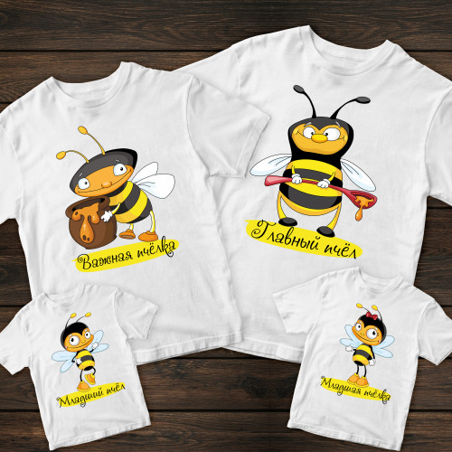 Сімейні футболки з принтом - Сім'я бджіл