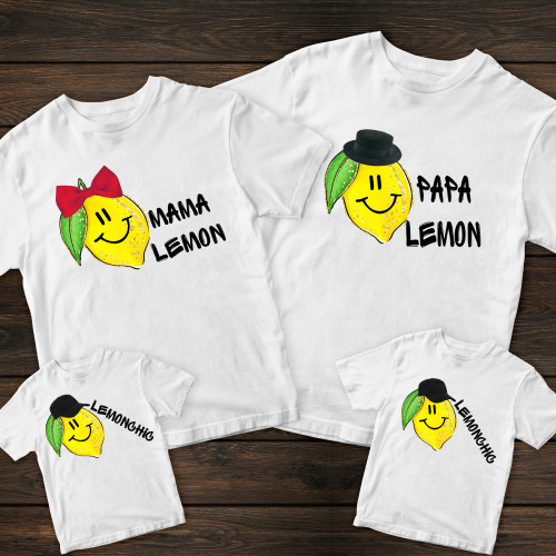 Сімейні футболки з принтом - Сім'я лимонів