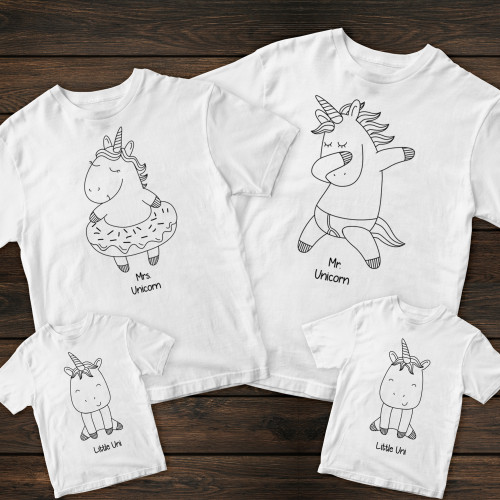 Сімейні футболки з принтом - Unicorn family