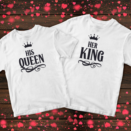 Парні футболки з принтом - Her king, his queen (2)