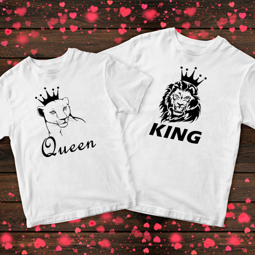 Парні футболки з принтом - Queen, king