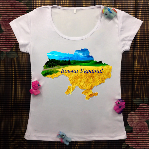 Жіноча футболка з принтом - Вільна Україна!