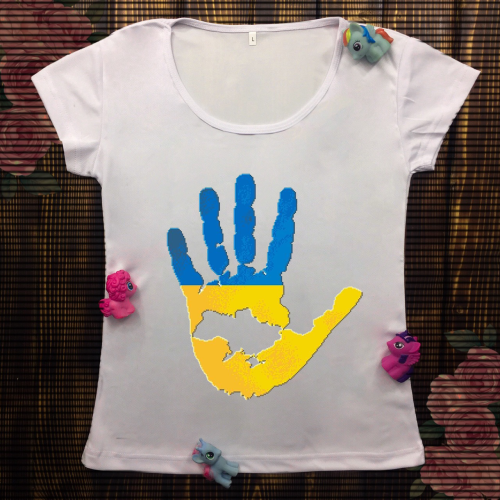 Жіноча футболка з принтом - Долоня з Україною 