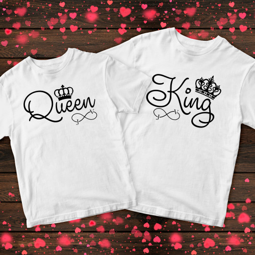 Парні футболки з принтом - King Queen