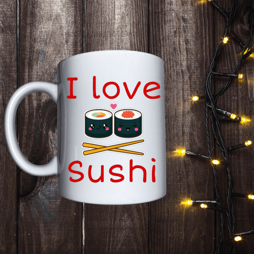 Чашка з принтом - I love sushi